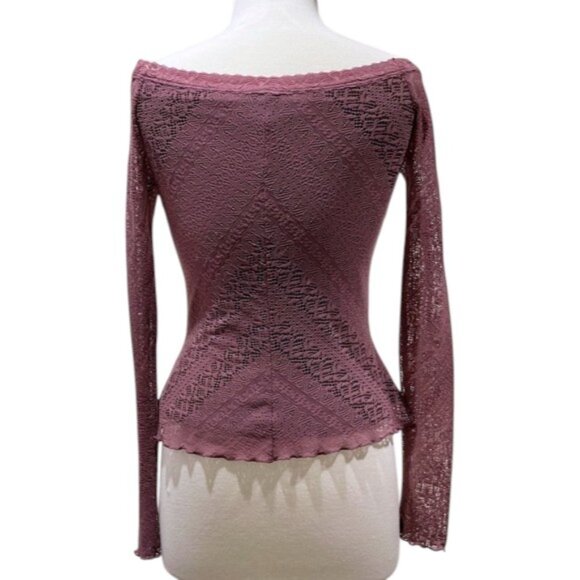Betsey Johnson Y2K VINTAGE Purple Lace Long-Sleeve Top BLACK LABEL - Picture 6 of 9